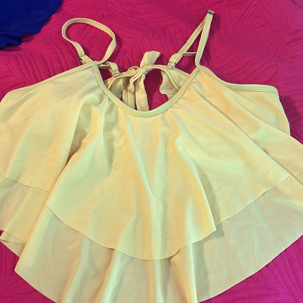 SHEIN Yellow Layered Bikini Top